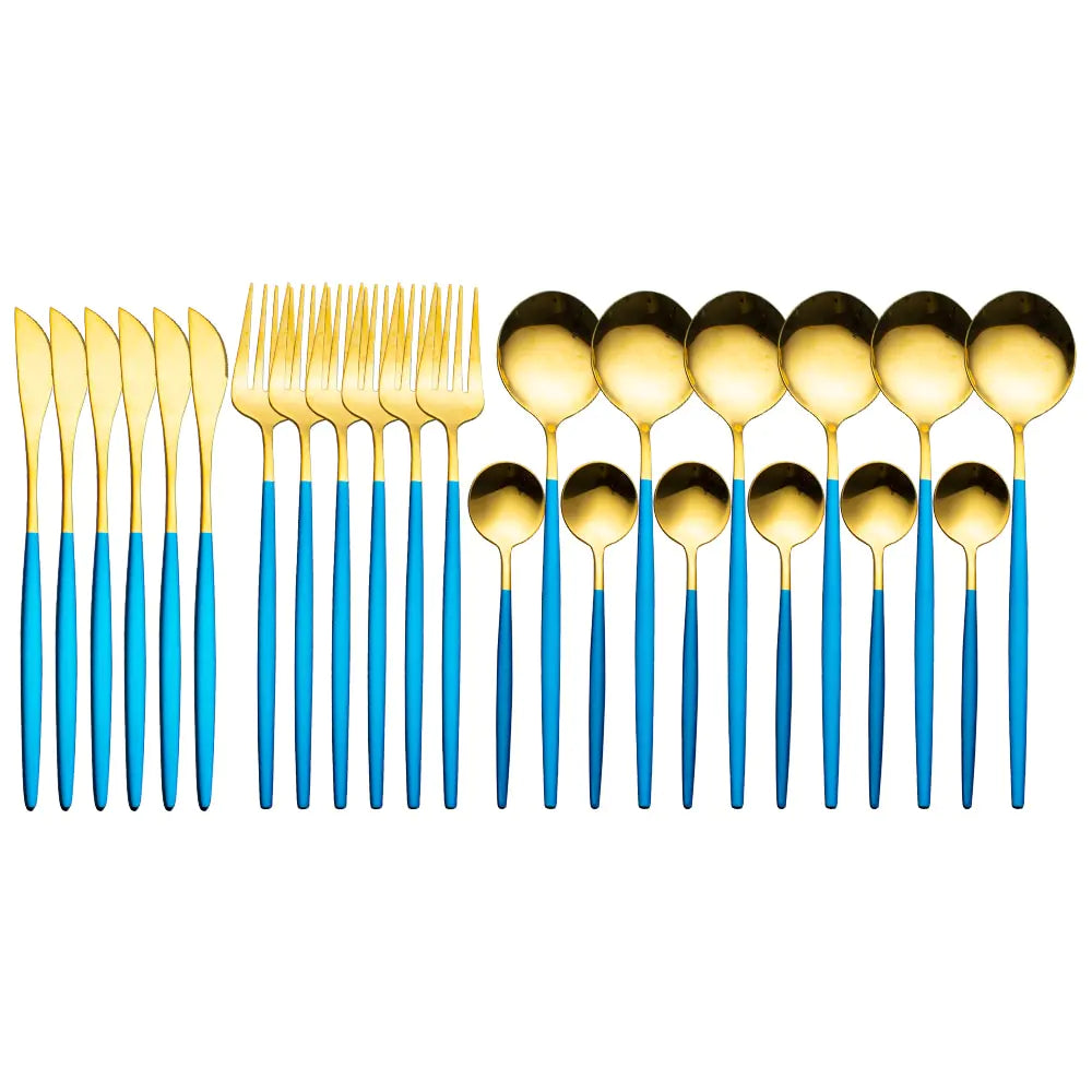 24pcs Gold Stainless Steel Cutlery Set