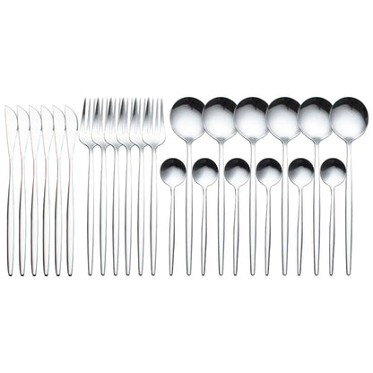 24pcs Gold Stainless Steel Cutlery Set